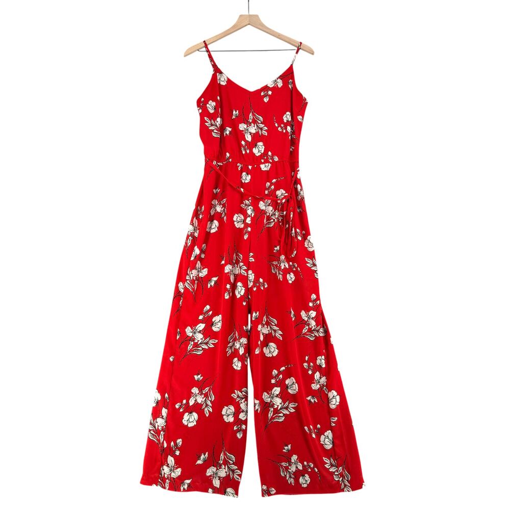 Skies are Blue Floral Sleeveless Wide Leg Jumpsuit M Red Danica Boho Stitch Fix - Picture 2 of 13